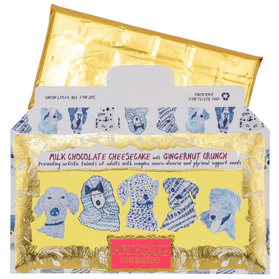 ARTHOUSE UNLIMITED Chocolate Blue Dogs, Milk Chocolate Bar Cheesecake with Gingernut Crunch