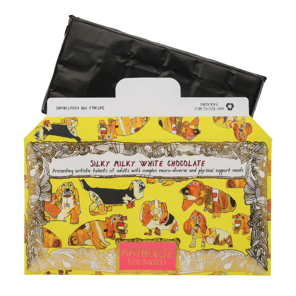 ARTHOUSE UNLIMITED Chocolate Happy Hounds, Silky Milky White Bar Chocolate with Madagascan Vanilla