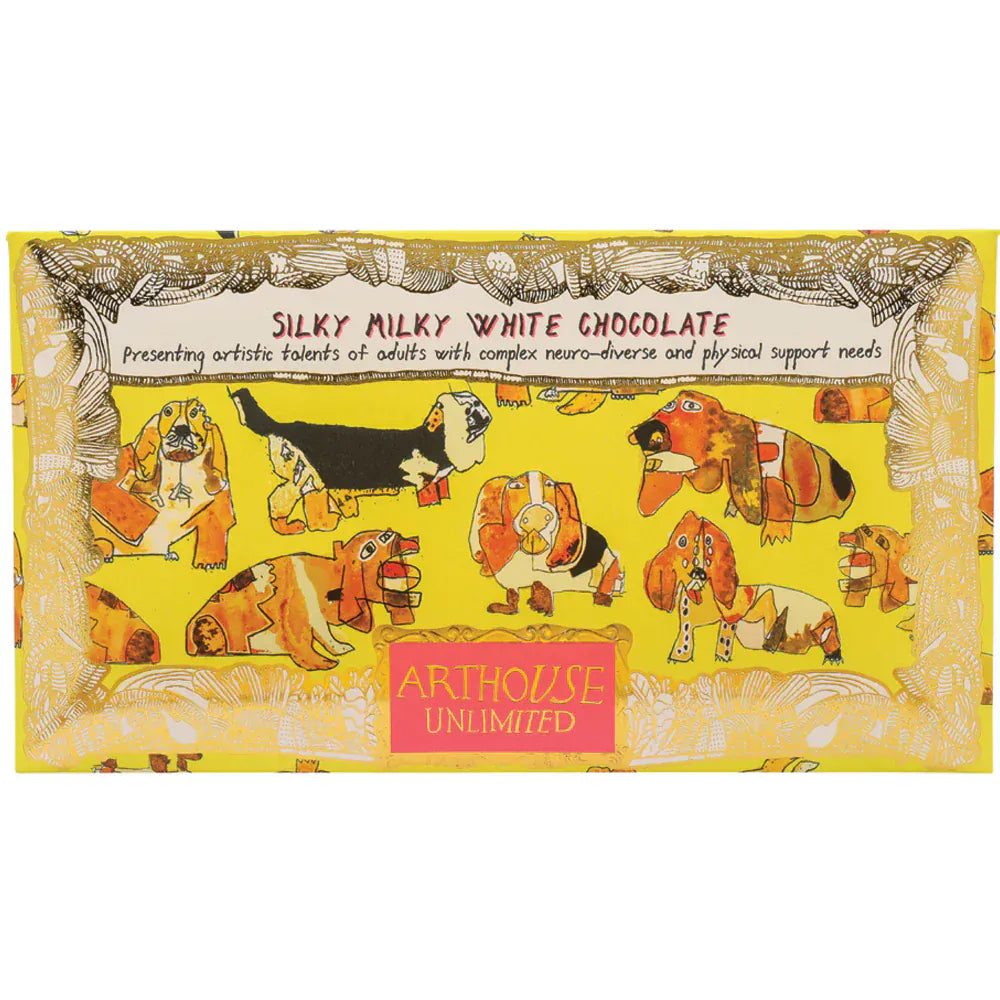 ARTHOUSE UNLIMITED Chocolate Happy Hounds, Silky Milky White Bar Chocolate with Madagascan Vanilla