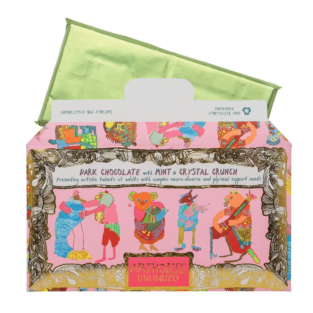 ARTHOUSE UNLIMITED Chocolate Hugging Animals, Dark Chocolate with Mint & Crystal Crunch