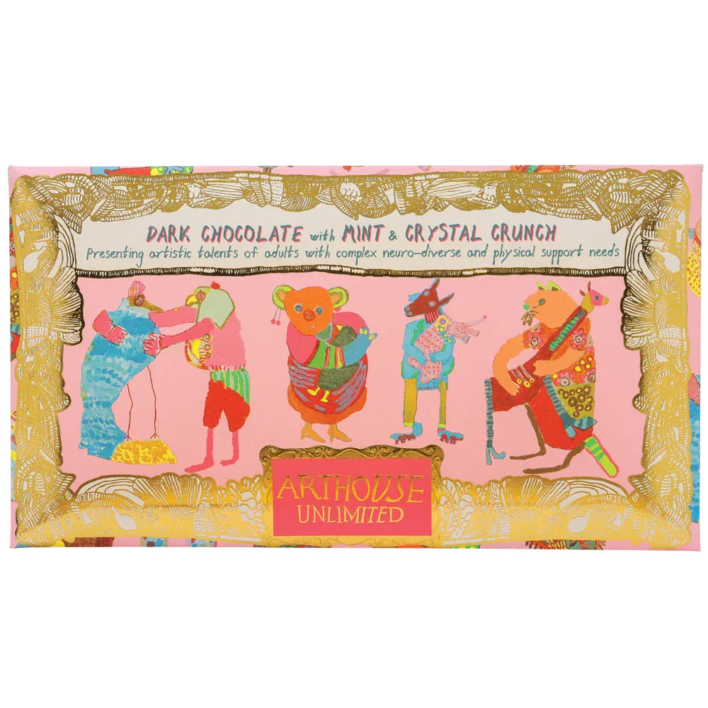ARTHOUSE UNLIMITED Chocolate Hugging Animals, Dark Chocolate with Mint & Crystal Crunch