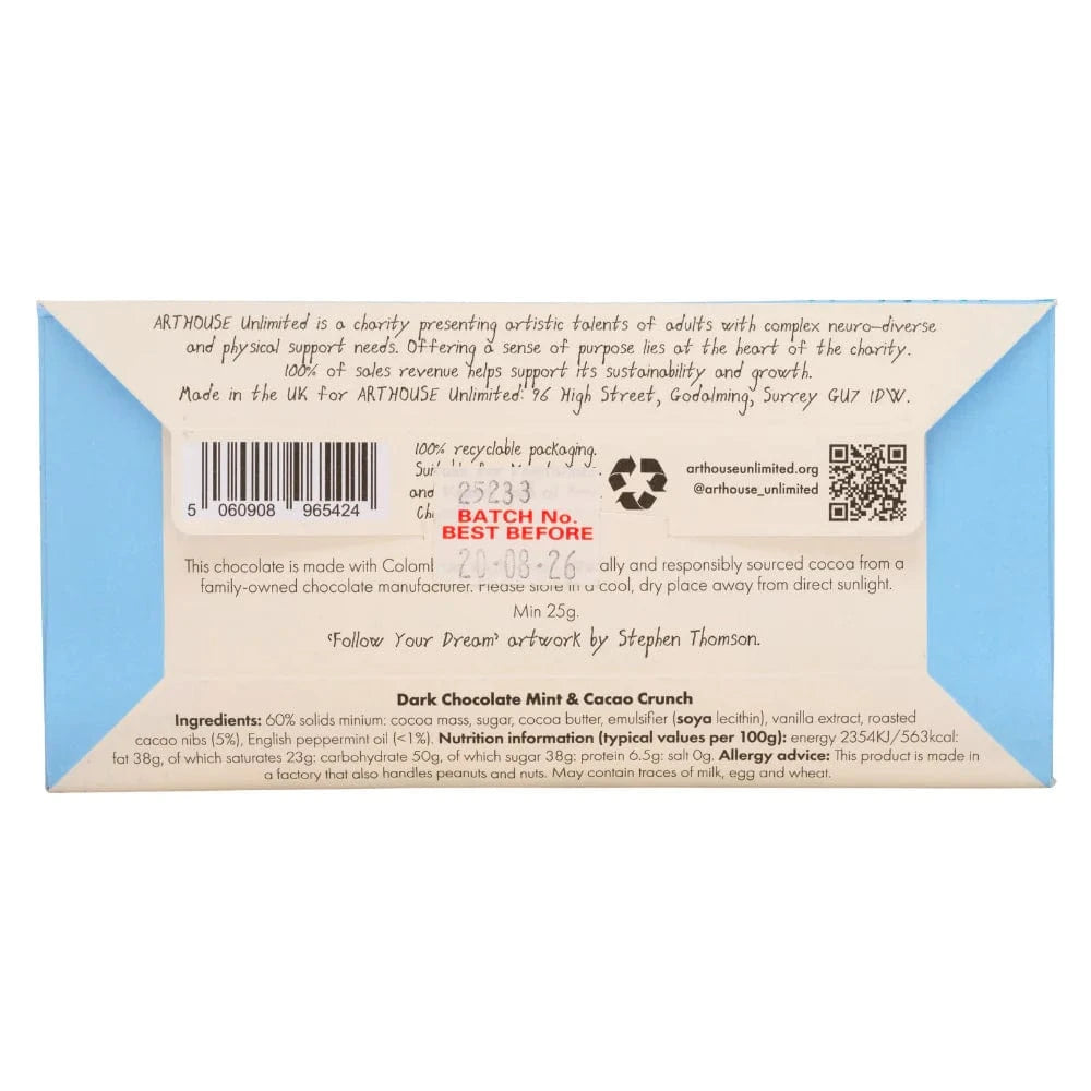 ARTHOUSE UNLIMITED Chocolate Joy Sized: Follow Your Dream, Dark Chocolate Mint & Cacao Crunch