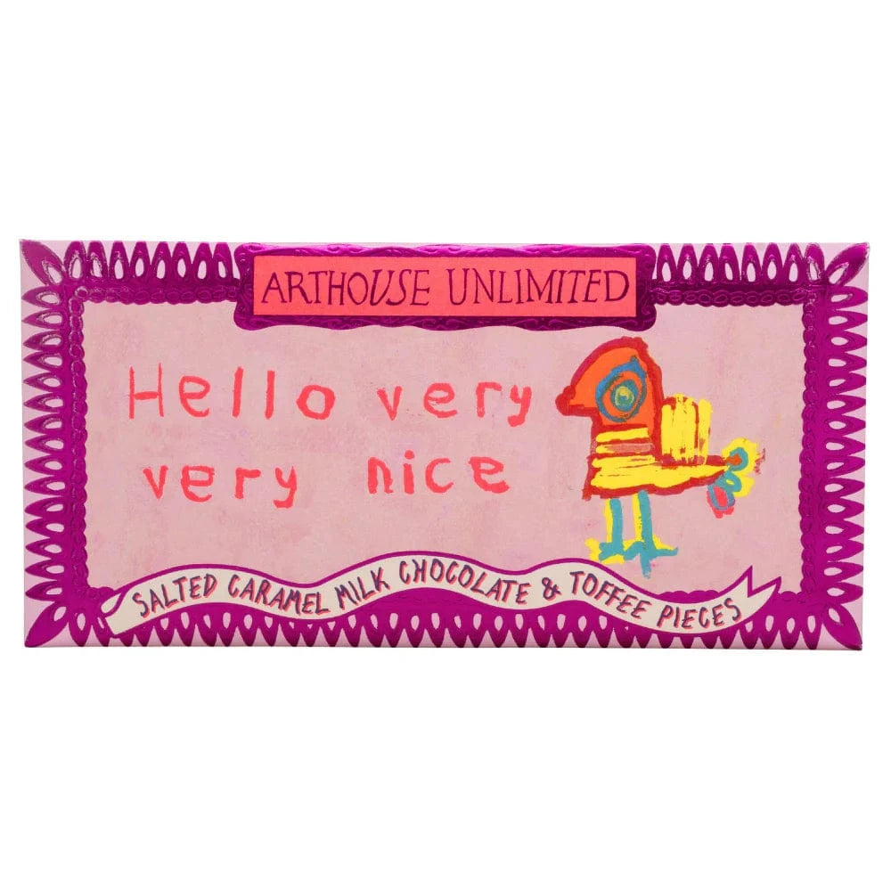 ARTHOUSE UNLIMITED Chocolate Joy Sized: Hello, Very Very Nice, Salted Caramel Milk Chocolate & Toffee Pieces