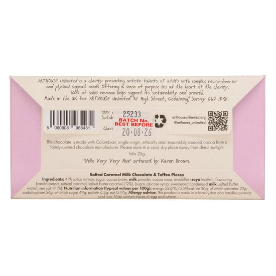 ARTHOUSE UNLIMITED Chocolate Joy Sized: Hello, Very Very Nice, Salted Caramel Milk Chocolate & Toffee Pieces