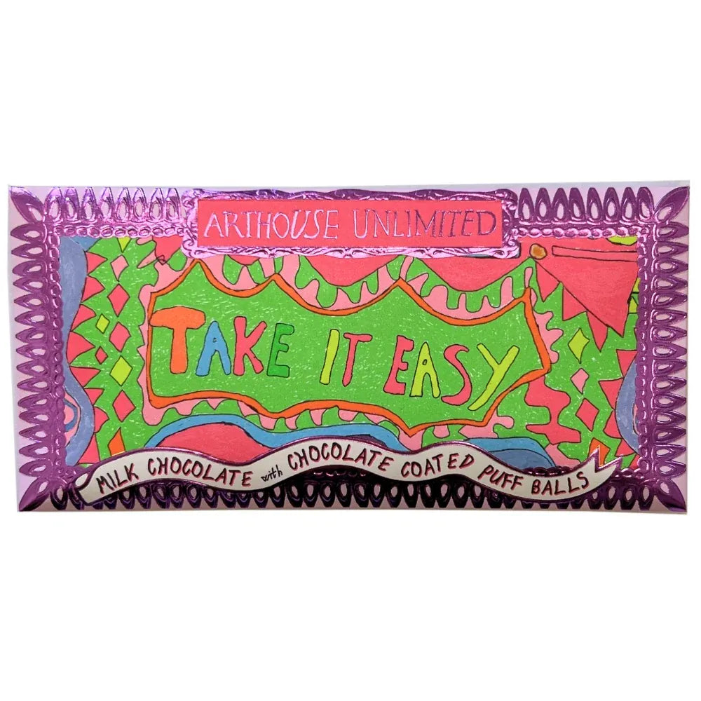 ARTHOUSE UNLIMITED Chocolate Joy Sized: Take It Easy, Milk Chocolate with Chocolate Coated Puff Balls