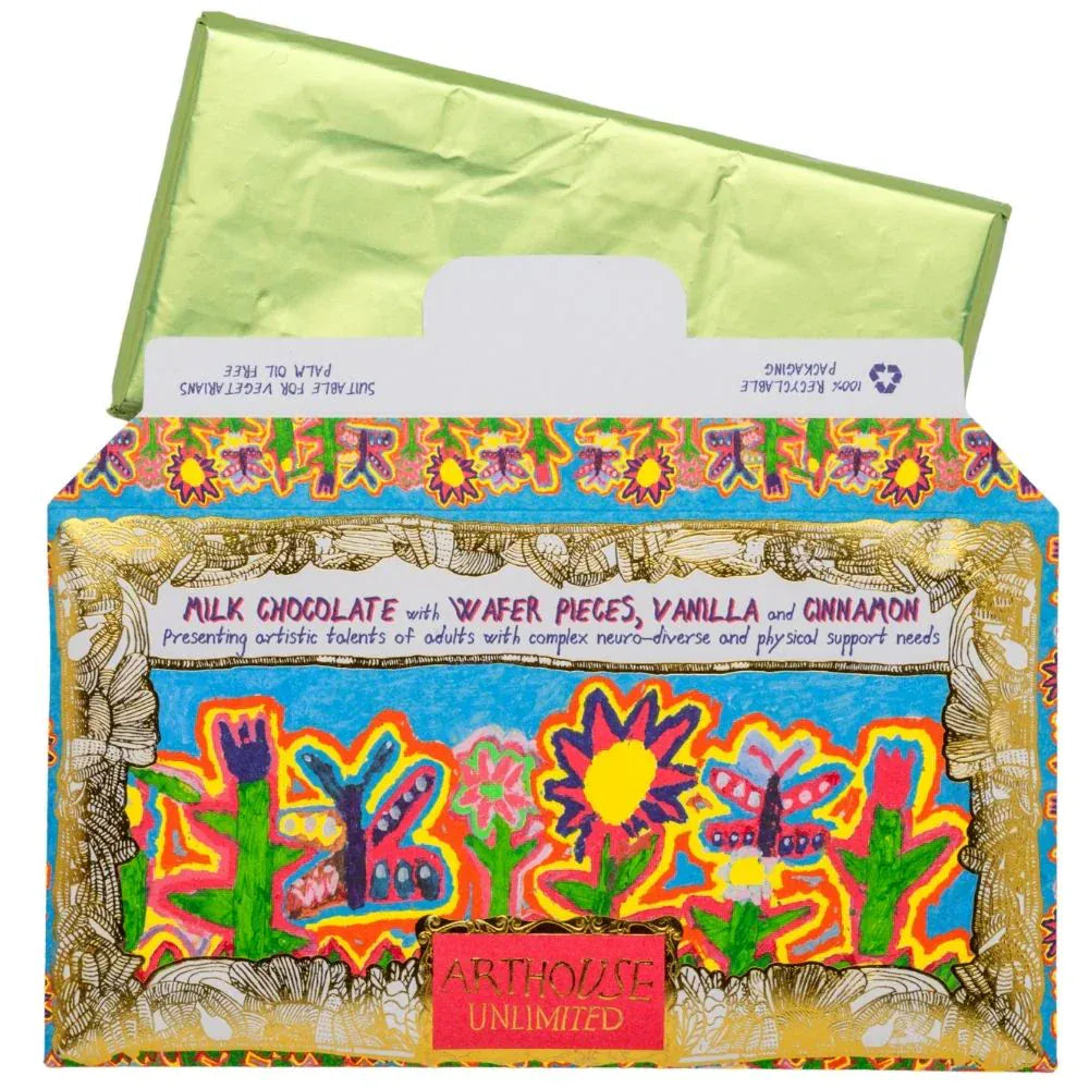 ARTHOUSE UNLIMITED Chocolate Most Beautiful Garden, Milk Chocolate Bar with Wafer Pieces, Vanilla & Cinnamon