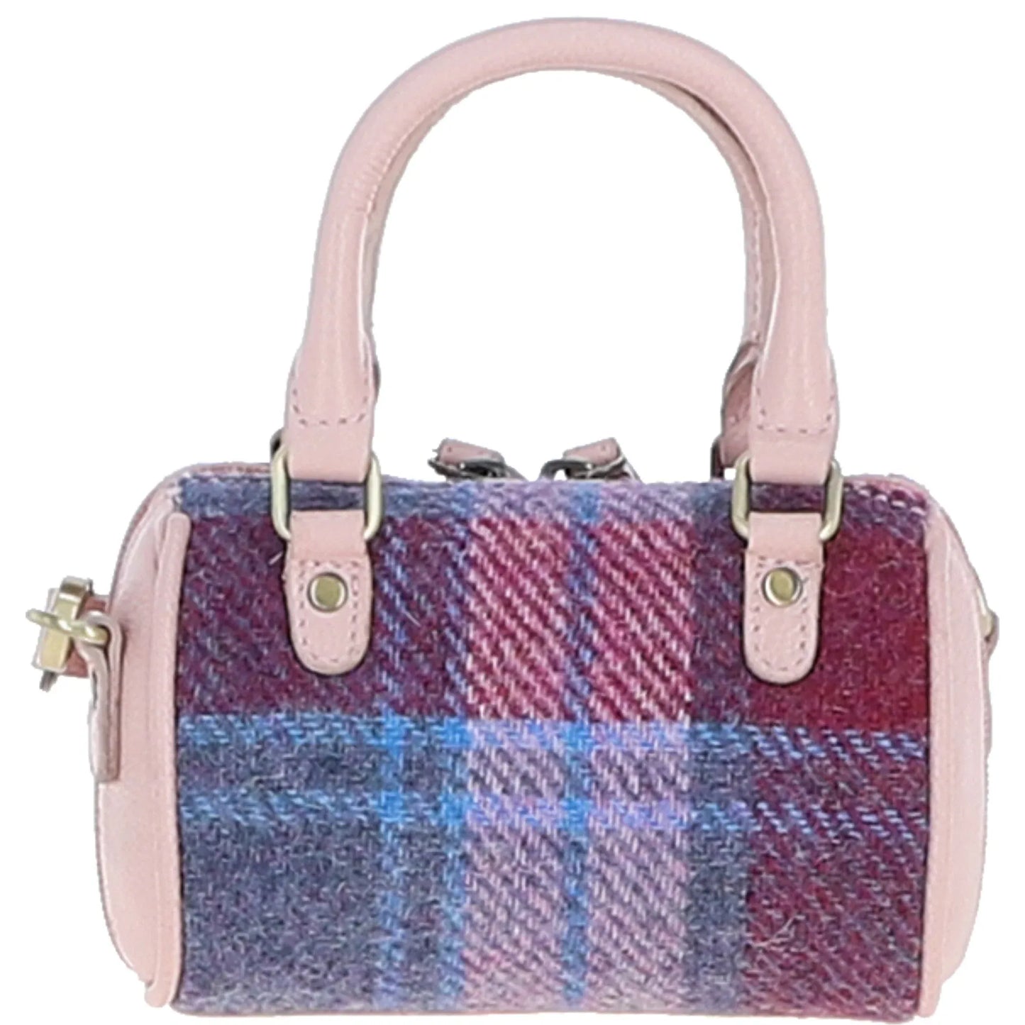 Ashwood Leather Bags Ashwood Leather & Harris Tweed® Cloth X-Small Barrel Bag Baby-Pink/Pink