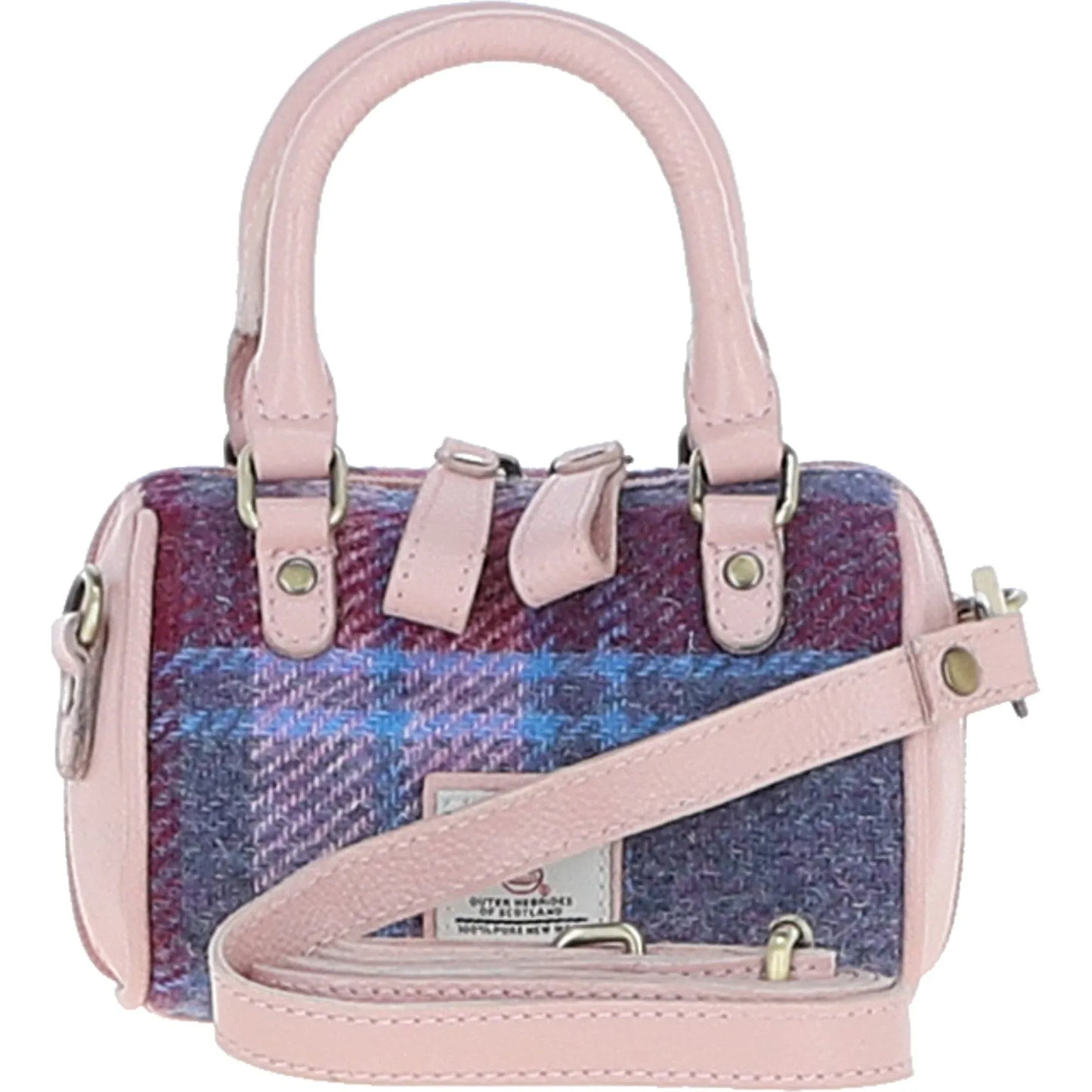 Ashwood Leather Bags Ashwood Leather & Harris Tweed® Cloth X-Small Barrel Bag Baby-Pink/Pink