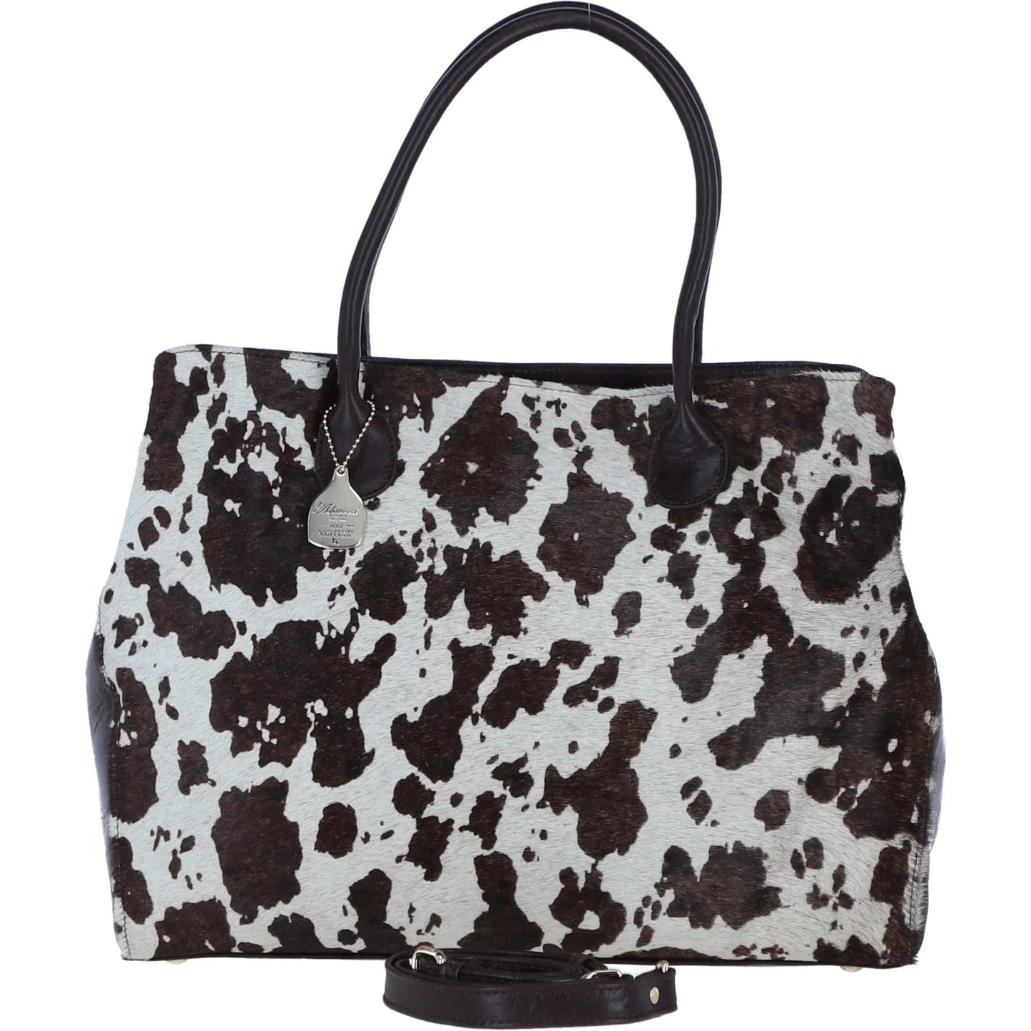 Ashwood Leather Bags Leather Hair-on-Hide Large Handbag with Detachable Strap in Brown