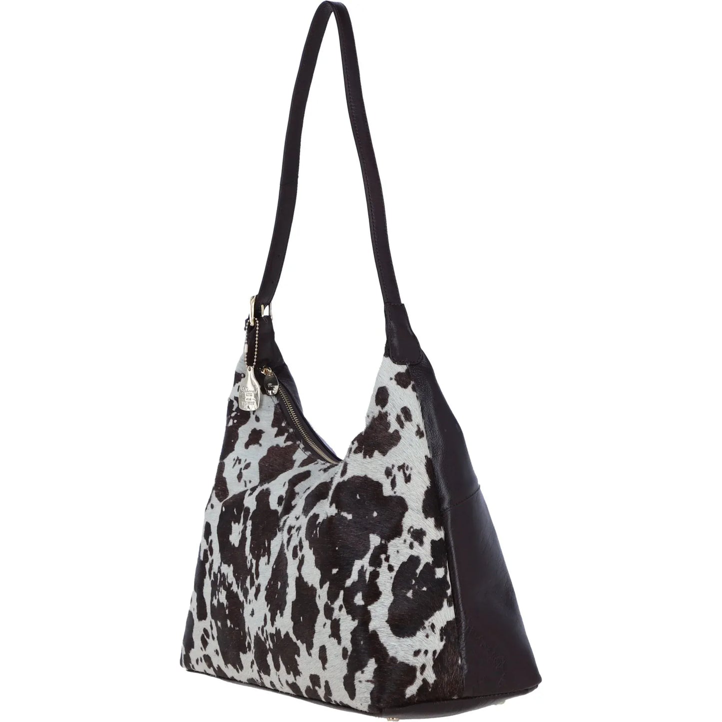 Ashwood Leather Bags Leather Hair-on-Hide Shoulder Bag with Adjustable Strap in Brown