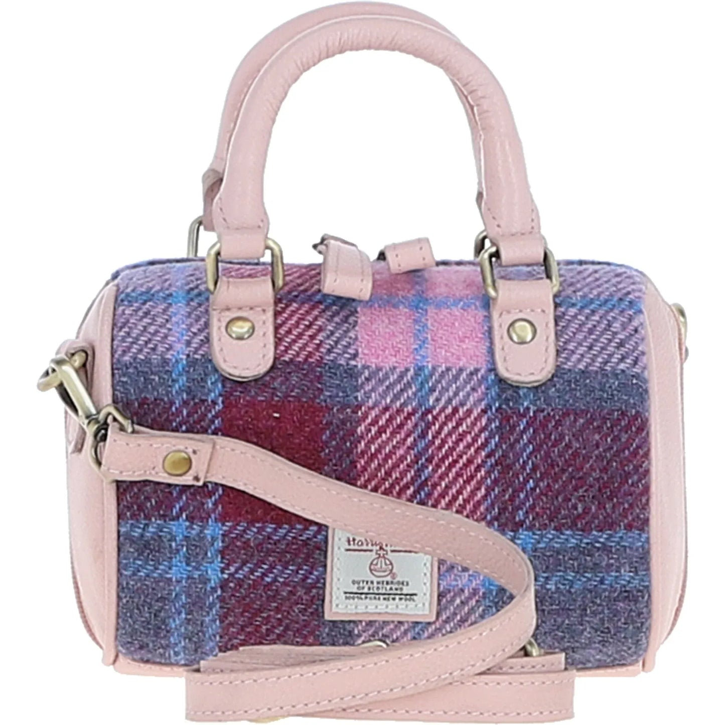Ashwood Leather Bags Small Barrel Bag Baby-pink/Pink Ashwood Leather & Harris Tweed® Cloth