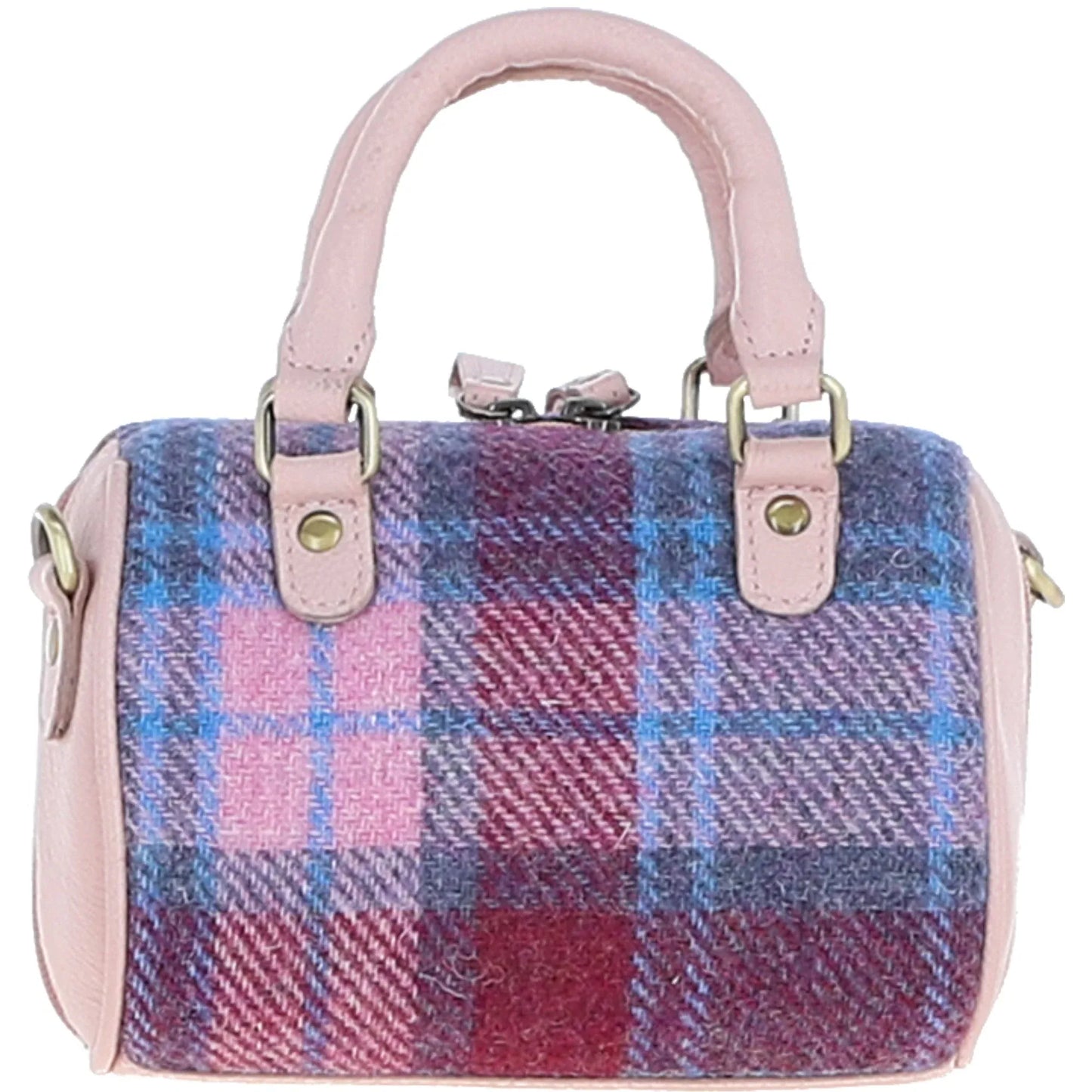 Ashwood Leather Bags Small Barrel Bag Baby-pink/Pink Ashwood Leather & Harris Tweed® Cloth
