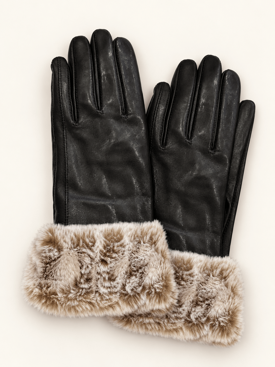 Ashwood Leather Hats & Gloves Faux Fur Tipped Leather Gloves Black