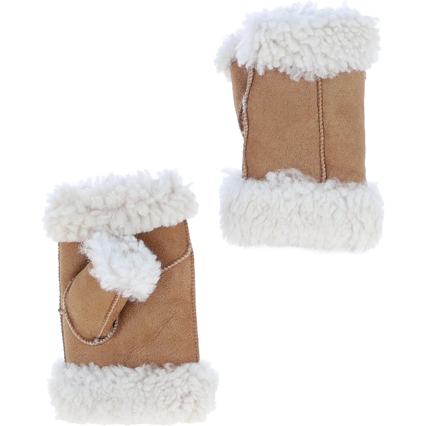Ashwood Leather Hats & Gloves Slim Sheepskin Fur Leather Fingerless Glove Tan: GLITTENS