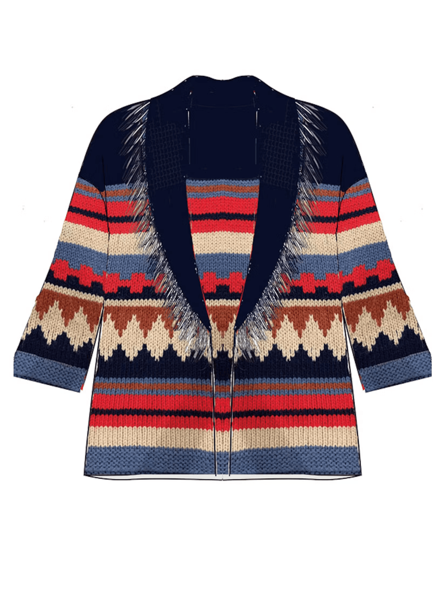 Autumn Cashmere Knitwear Southwest Fringe Shawl Collar Wrap