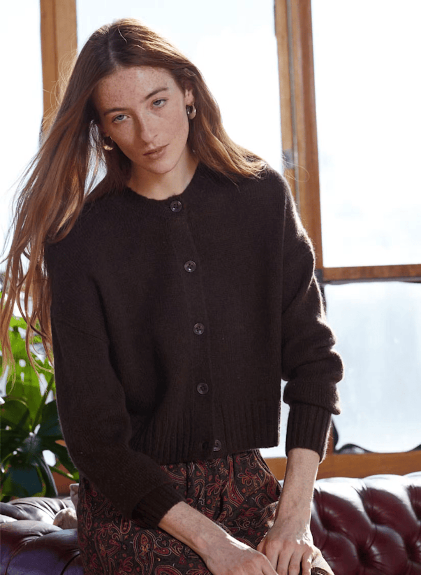 Autumn Cashmere Knitwear The Elodie Boxy Cardigan in Black