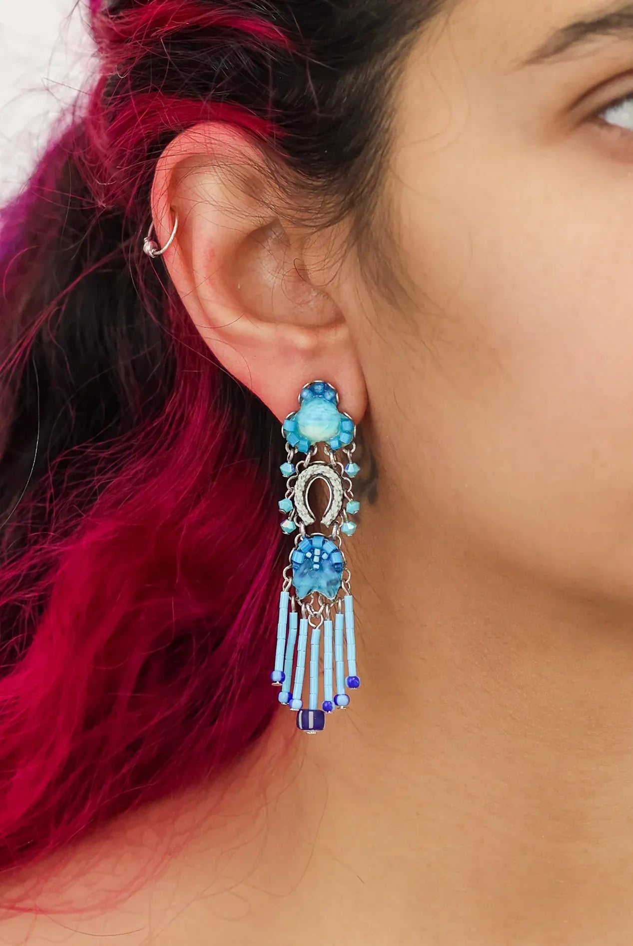 Ayala Bar Earrings Blue Boho Earrings Aquamarine C2379