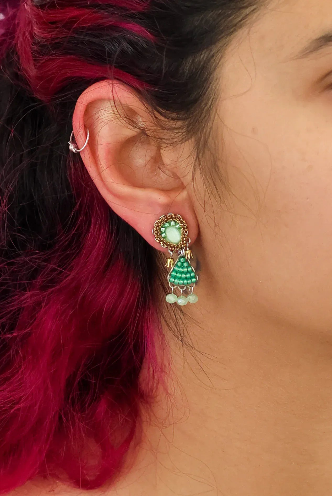 Ayala Bar Earrings Seagrass Set, Beadwork Earrings, Ruppia-C2355