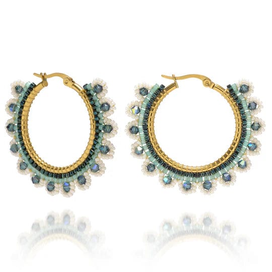 AZUNI LONDON Jewellery Atu Large Crystal Earrings-Tulum
