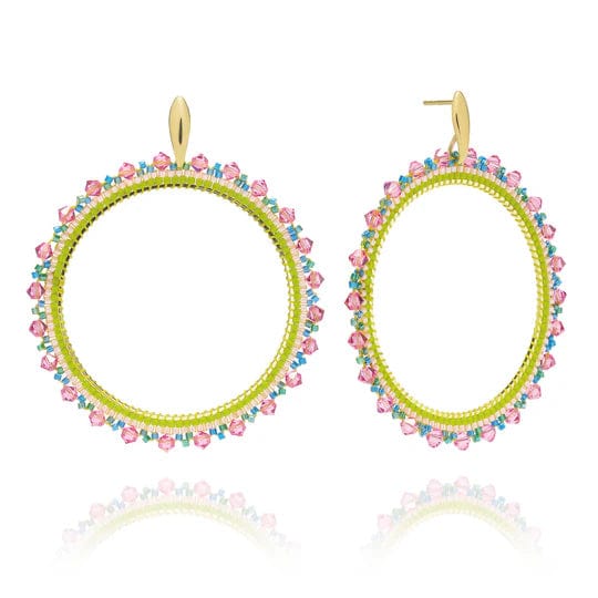 AZUNI LONDON Jewellery Chimila Large Bead & Crystal Hoop Earrings - Ibiza