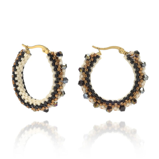 AZUNI LONDON Jewellery Enzi Crystal & Miyuki Bead Earrings - Lynx