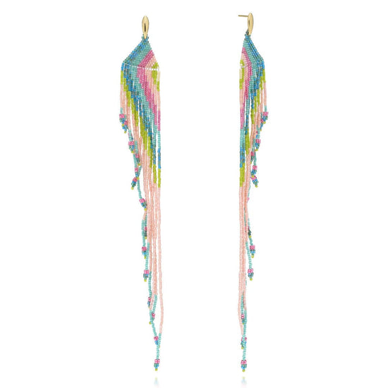 AZUNI LONDON Jewellery Quetzal Crystal Fringe Earrings - Ibiza