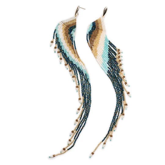 AZUNI LONDON Jewellery Quetzal Long Crystal Fringe Earrings - Tulum