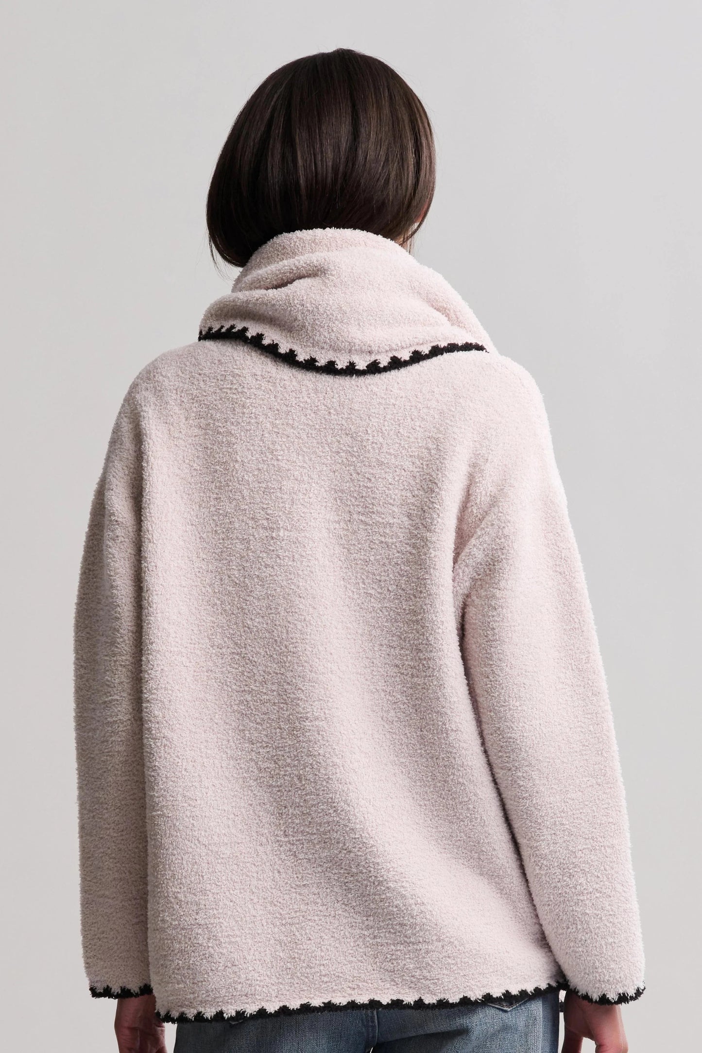 Barefoot Dreams Knitwear CozyChic® Blanket Stitch Cardigan with Detachable Scarf