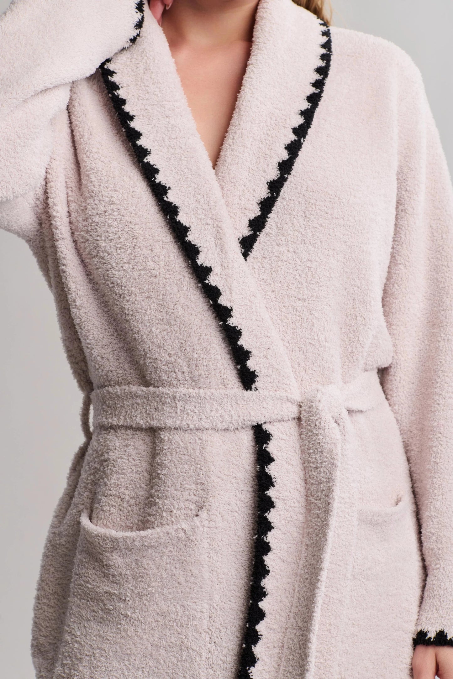 Barefoot Dreams Robe CozyChic® Blanket Stitch Robe in Stone