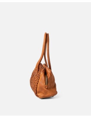Biba Bags Tan Kansas Woven Leather Shoulder Bag