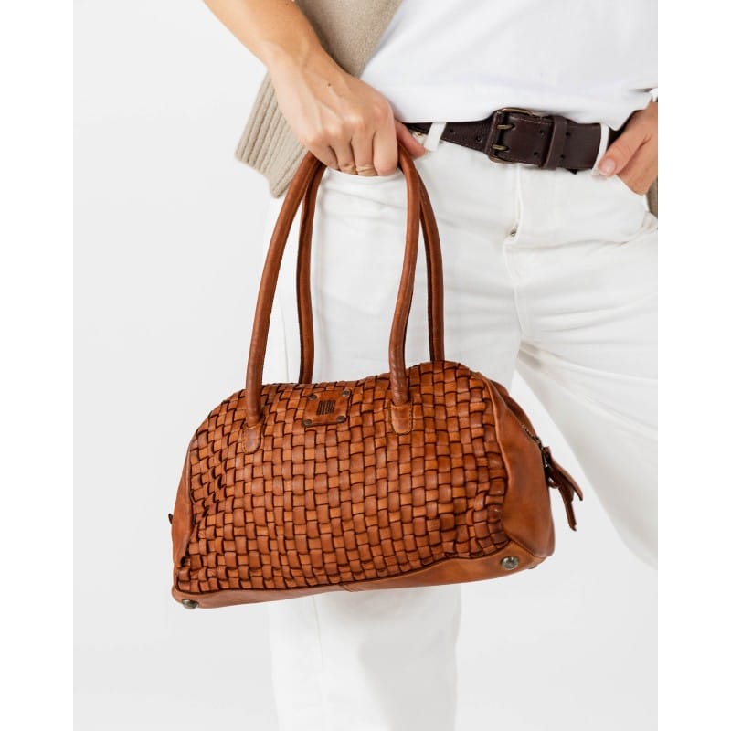 Biba Bags Tan Kansas Woven Leather Shoulder Bag
