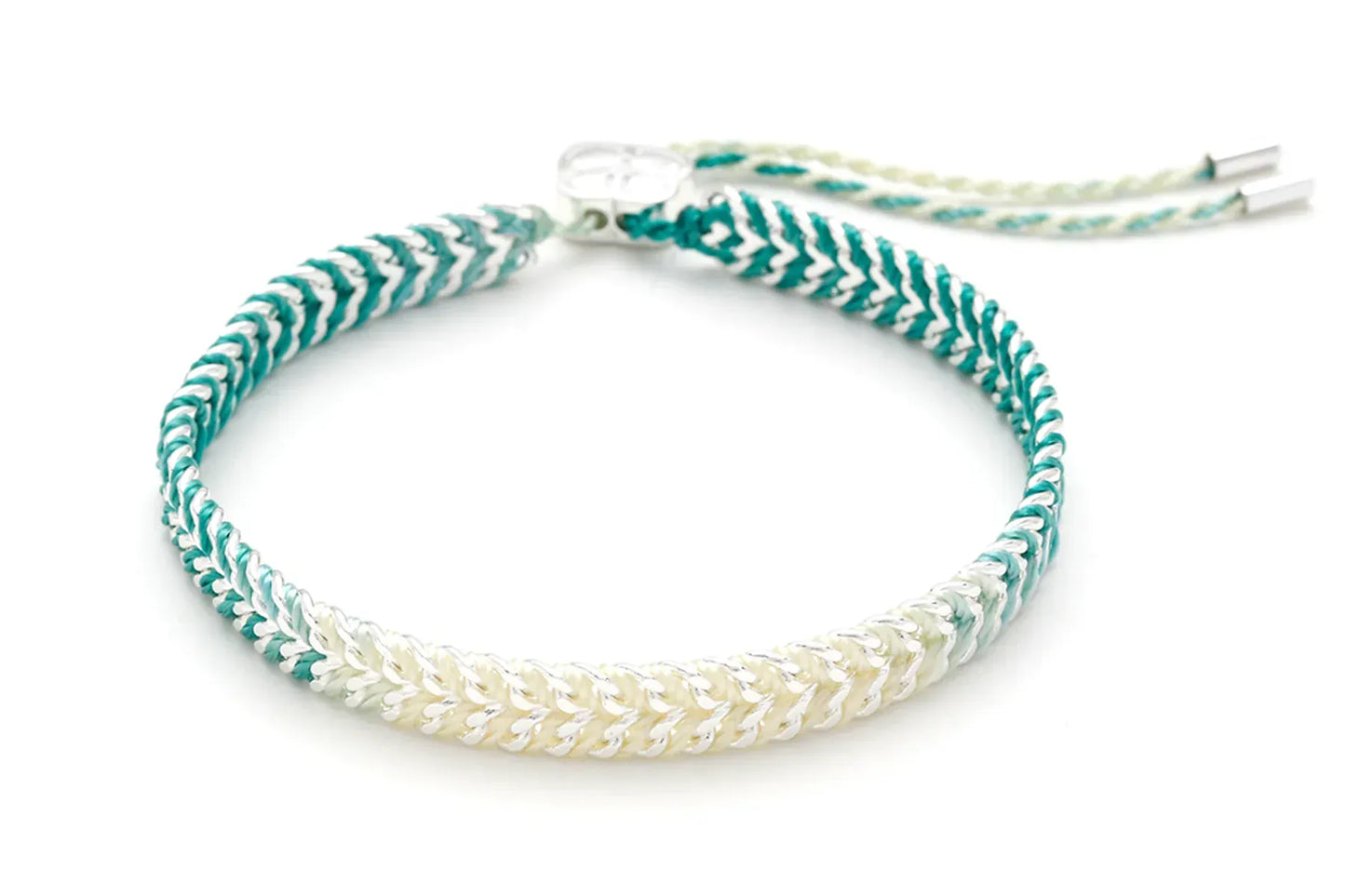 Boho Betty Bracelets Iztac Turquoise Ombré Silver Woven Bracelet