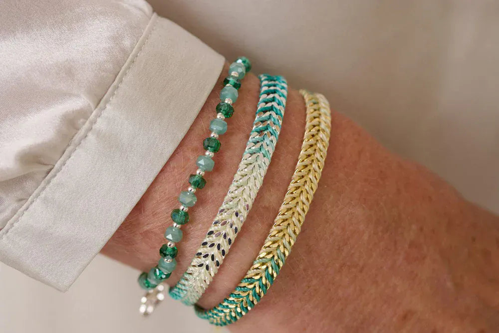 Boho Betty Bracelets Iztac Turquoise Ombré Silver Woven Bracelet