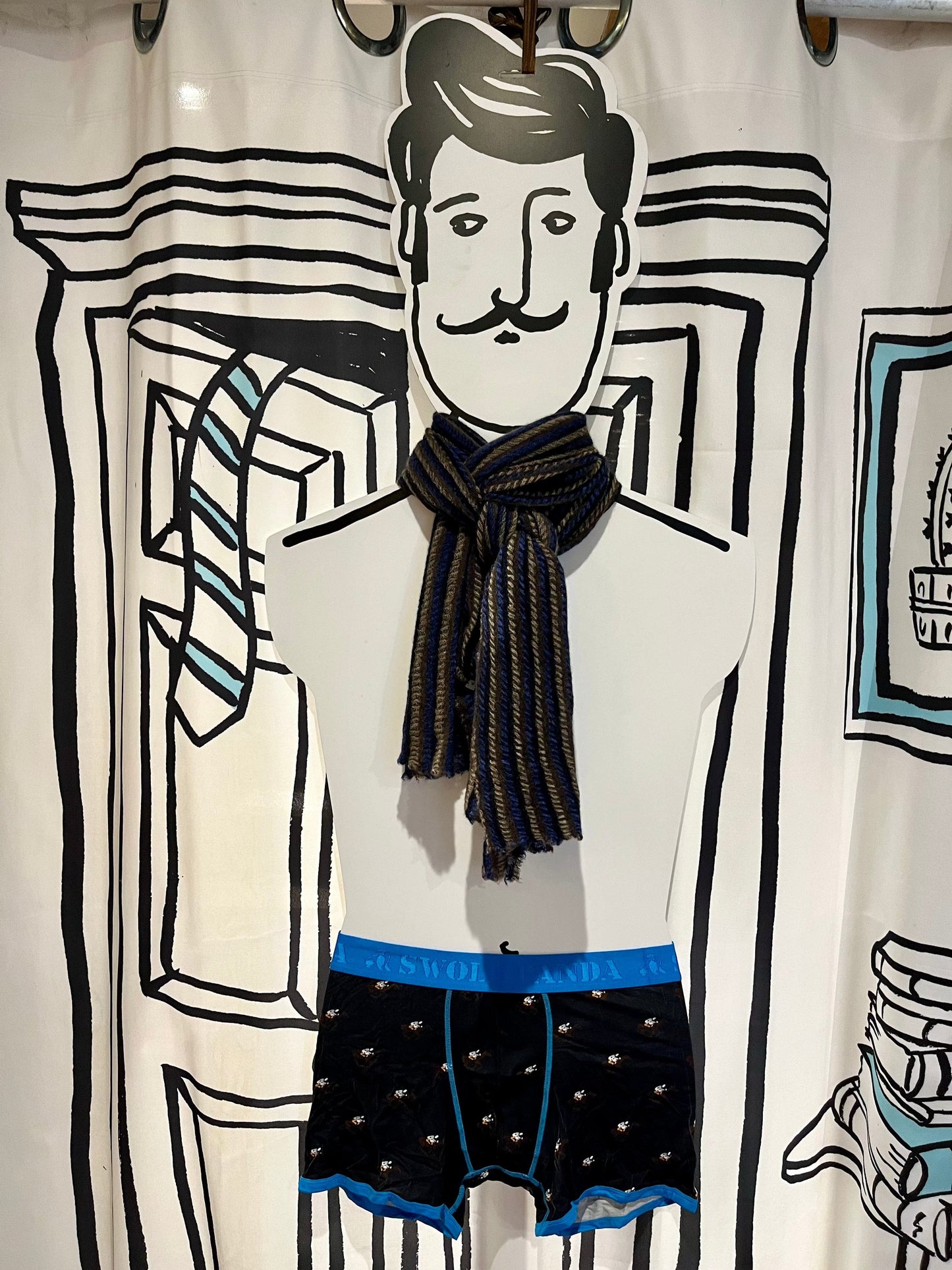 Botto Giuseppe Scarves Blue Mocha Nordic Stripe Cashmere Scarf