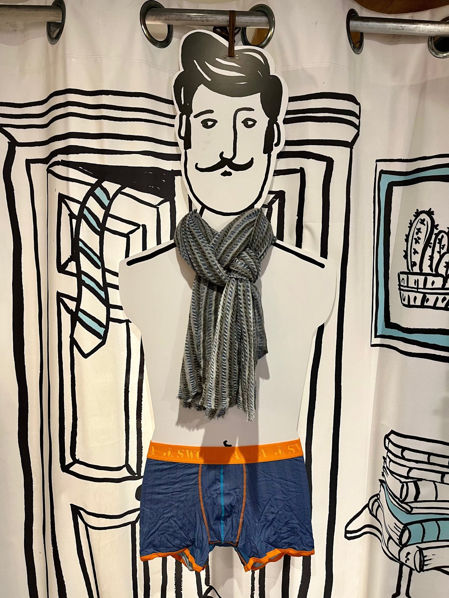 Botto Giuseppe Scarves Frosted Blue Nordic Stripe Cashmere Scarf