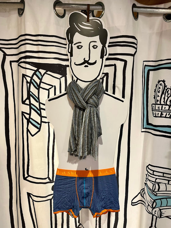 Botto Giuseppe Scarves Frosted Blue Nordic Stripe Cashmere Scarf