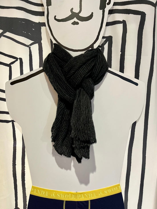Botto Giuseppe Scarves Graphite Small Stripe Cashmere Scarf