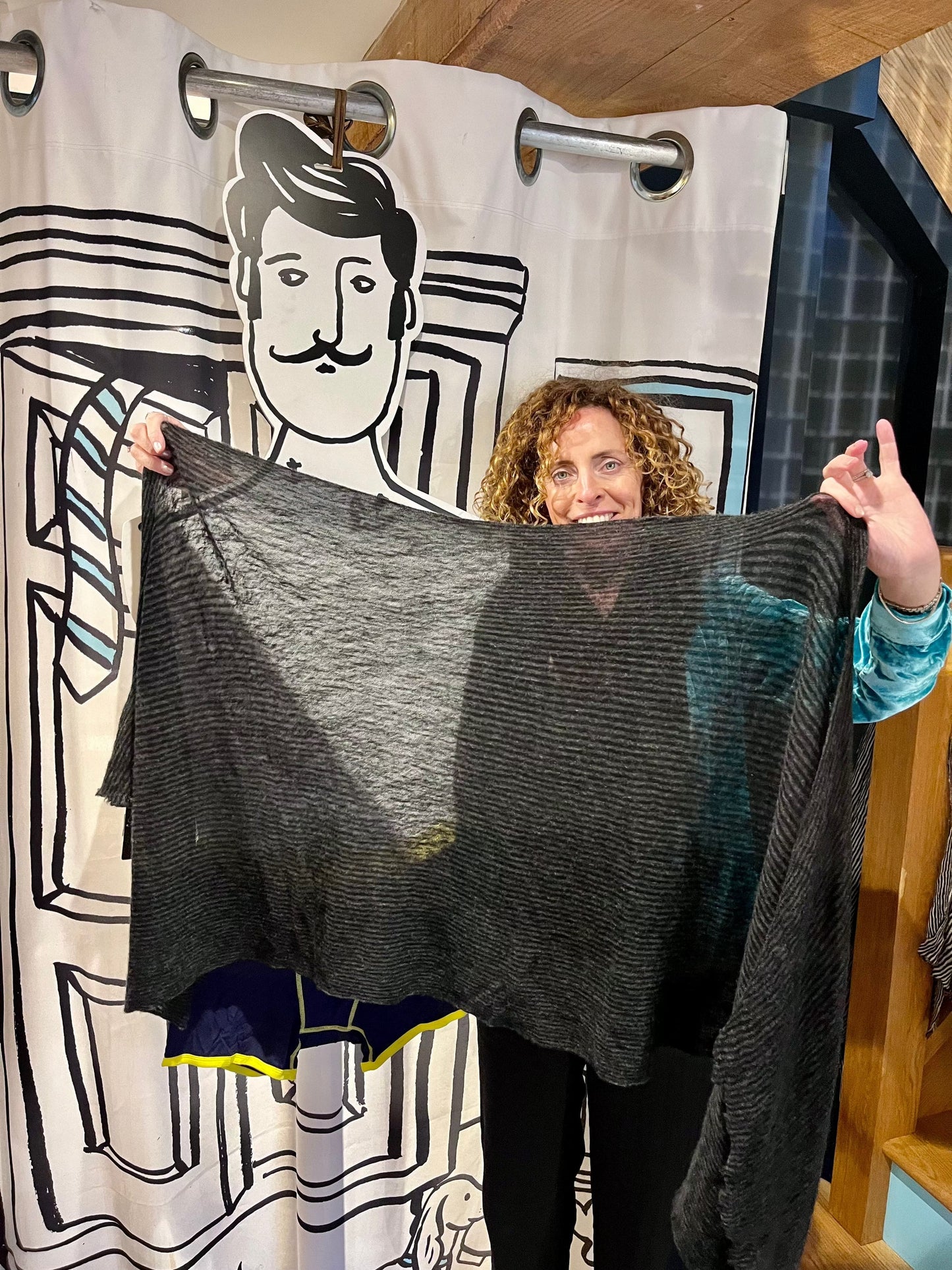 Botto Giuseppe Scarves Graphite Small Stripe Cashmere Scarf