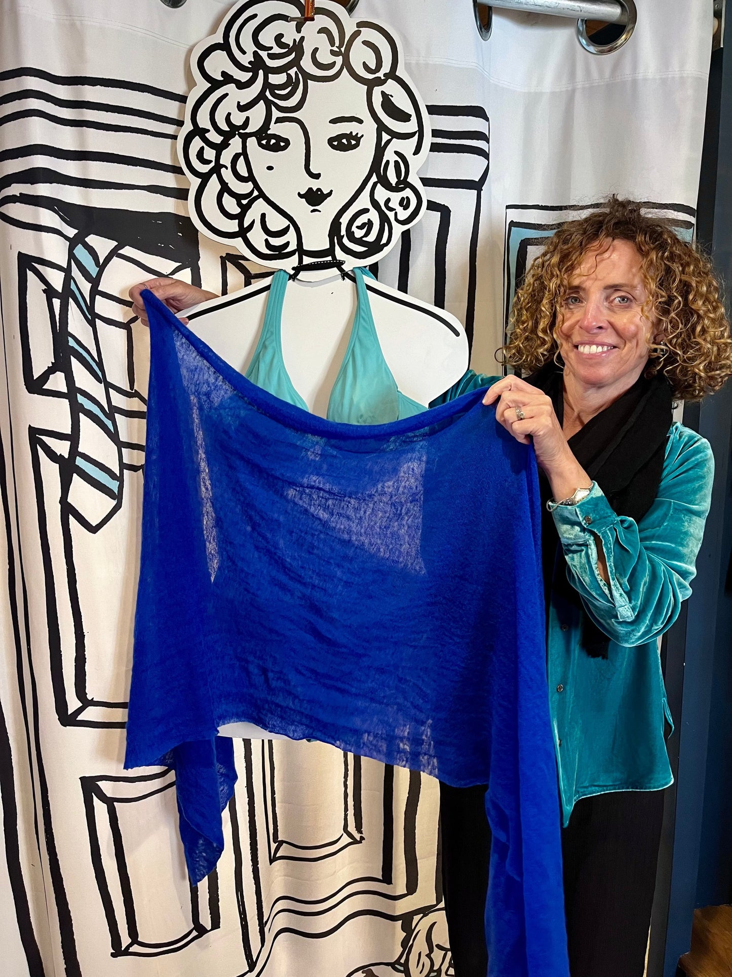 Botto Giuseppe Scarves Iris Blue Cashmere Scarf