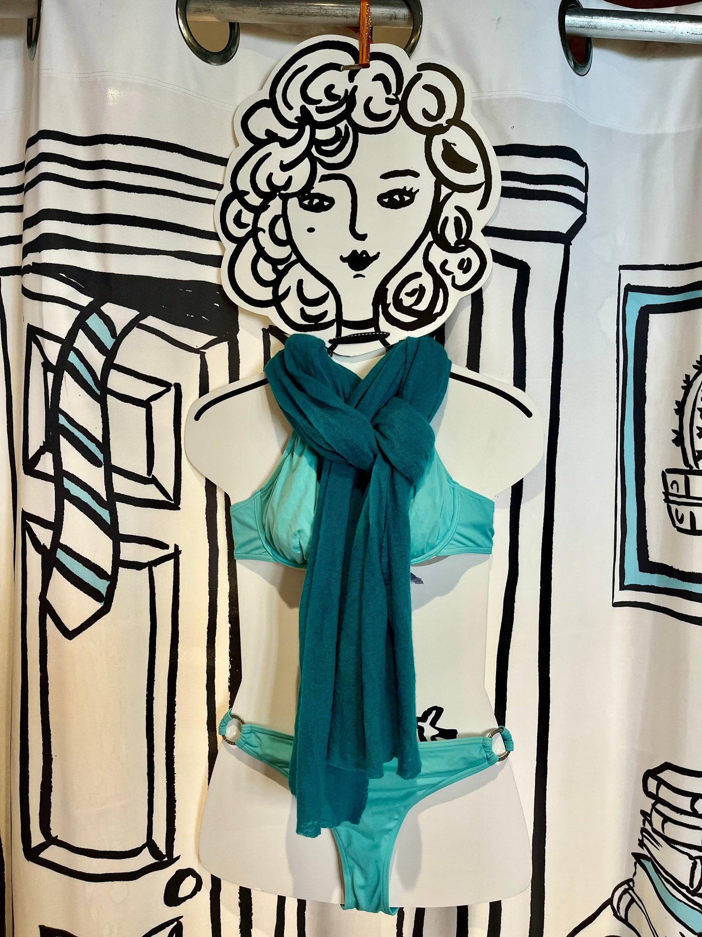 Botto Giuseppe Scarves Lagoon Blue Crinkle Scarf