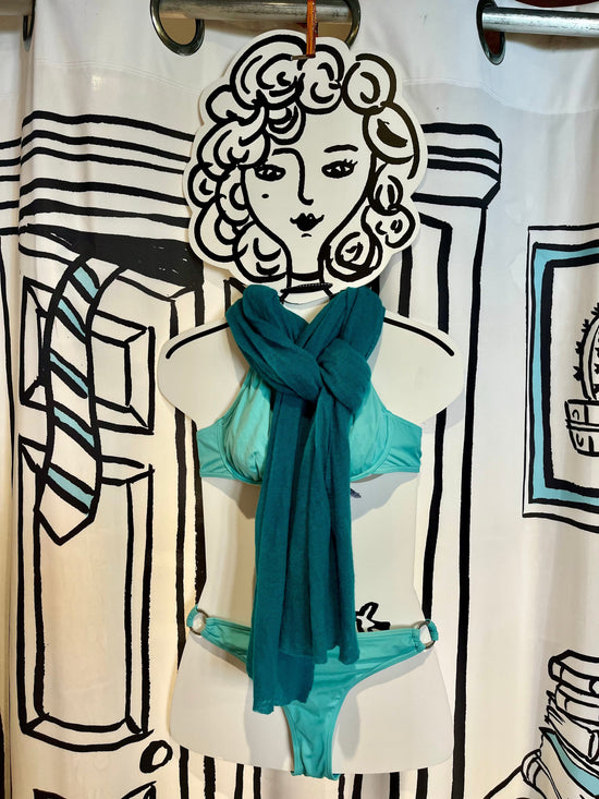 Botto Giuseppe Scarves Lagoon Blue Crinkle Scarf