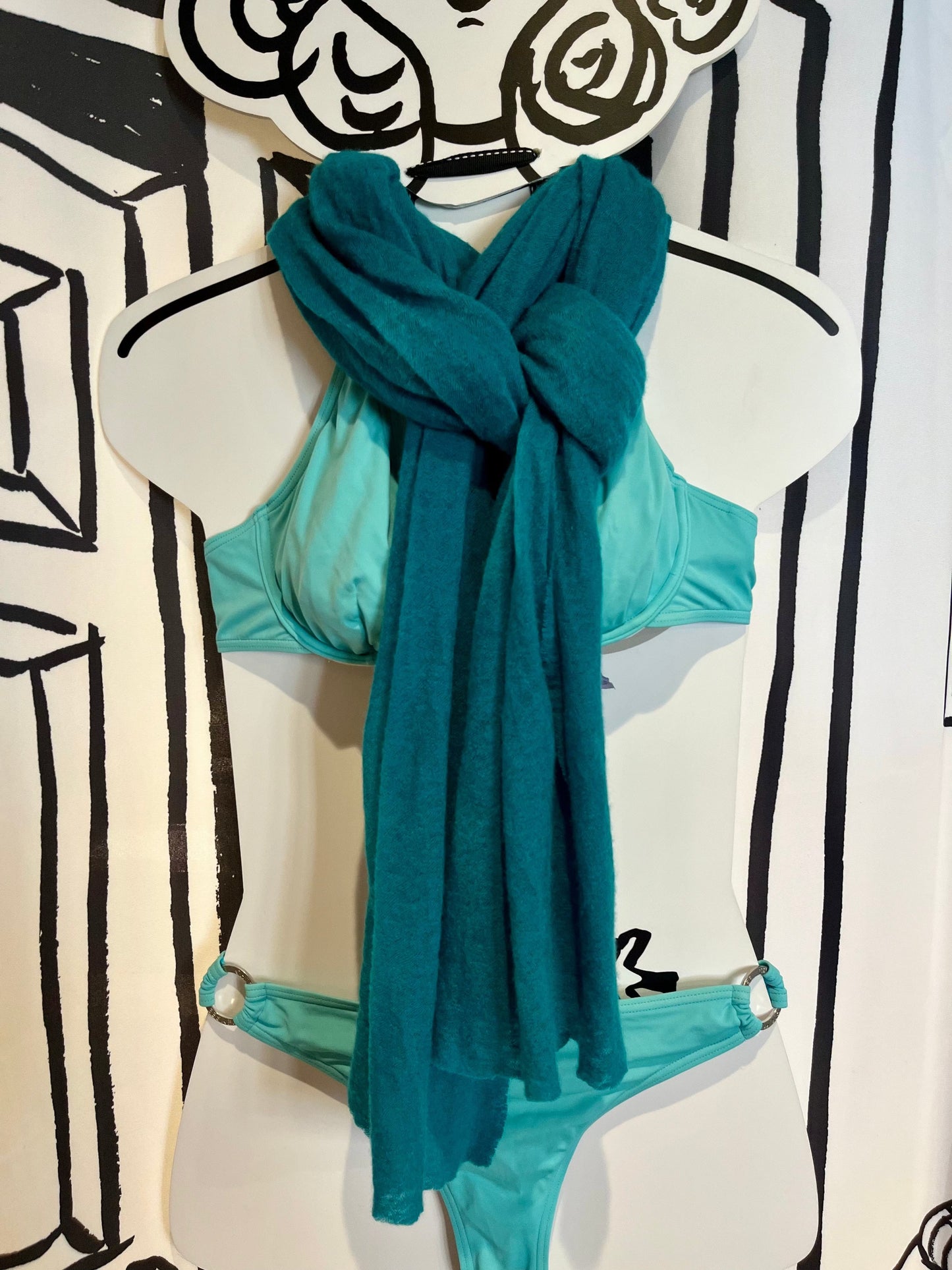 Botto Giuseppe Scarves Lagoon Blue Crinkle Scarf