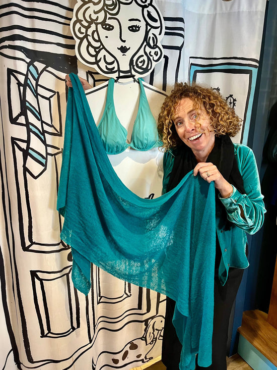 Botto Giuseppe Scarves Lagoon Blue Crinkle Scarf