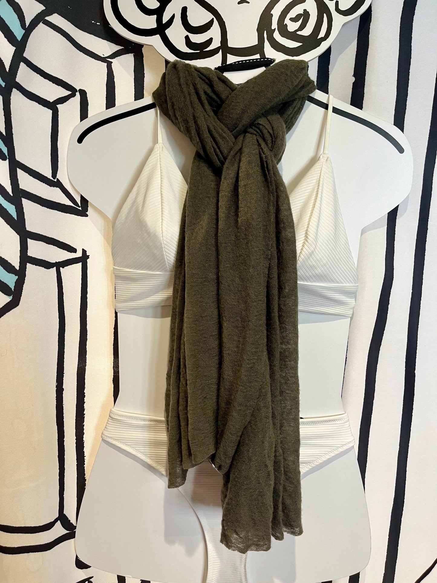 Botto Giuseppe Scarves Moss Green Cashmere Scarf