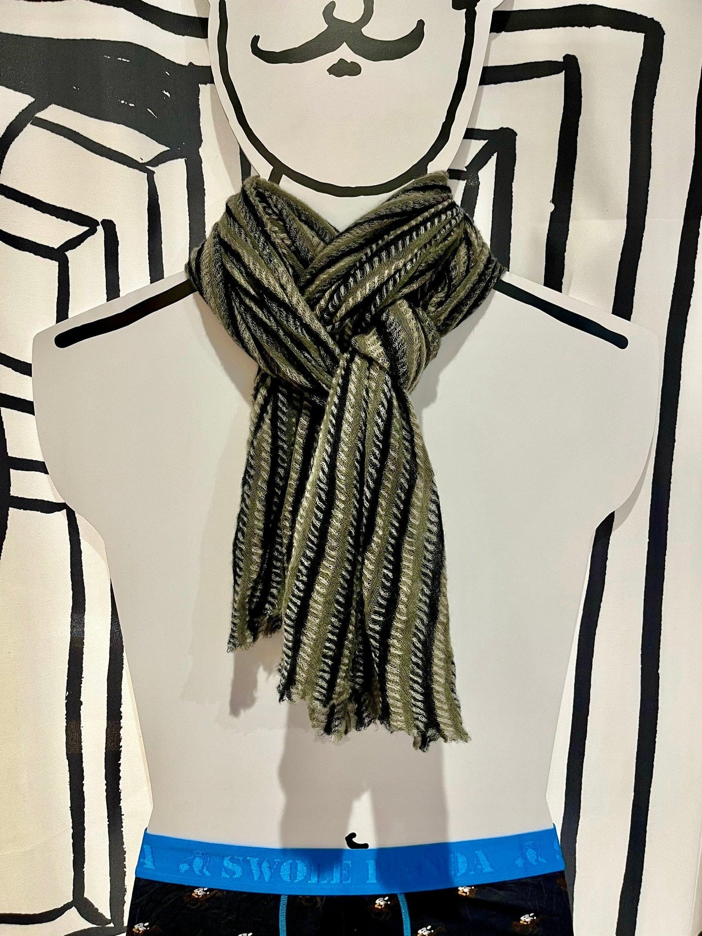 Botto Giuseppe Scarves Moss & Slate Nordic Stripe Cashmere Scarf
