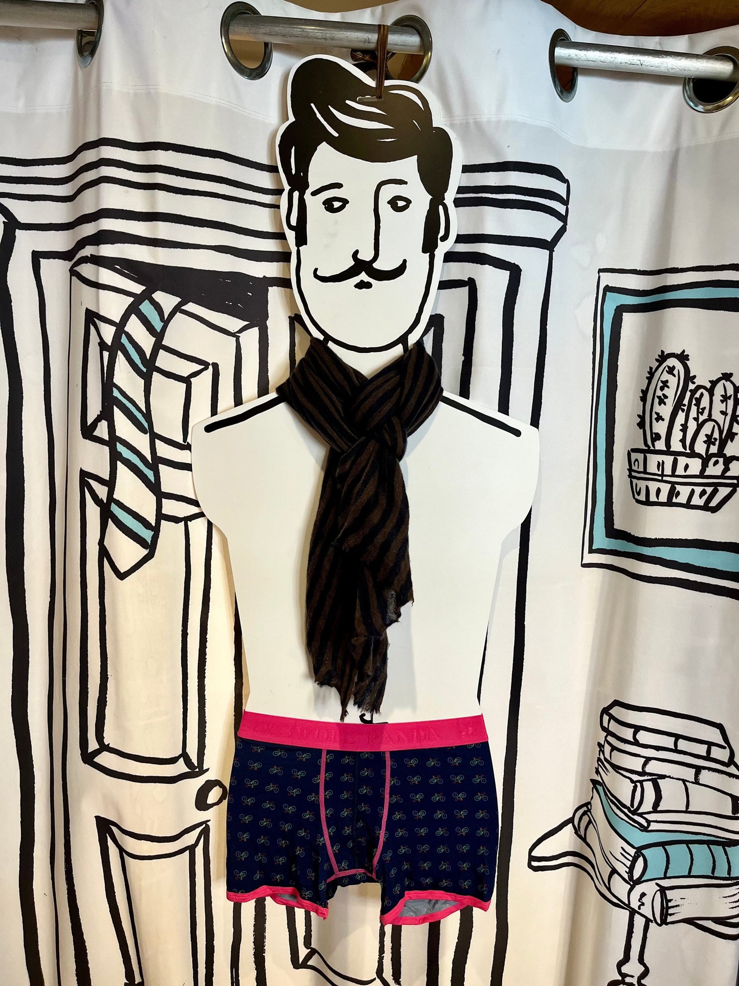 Botto Giuseppe Scarves Navy & Chocolate Stripe Melange Cashmere Scarf