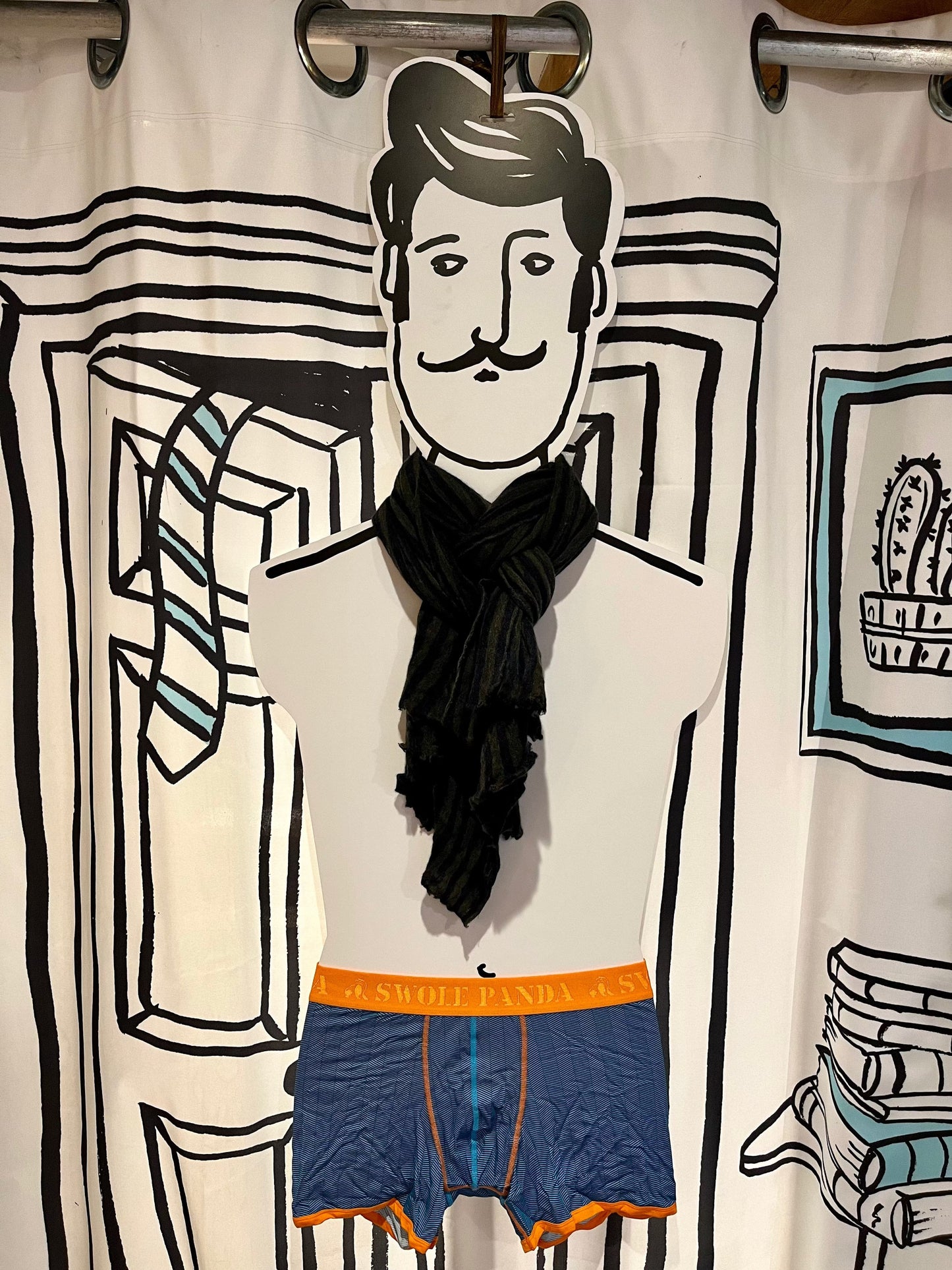 Botto Giuseppe Scarves Navy & Moss Stripe Melange Cashmere Scarf