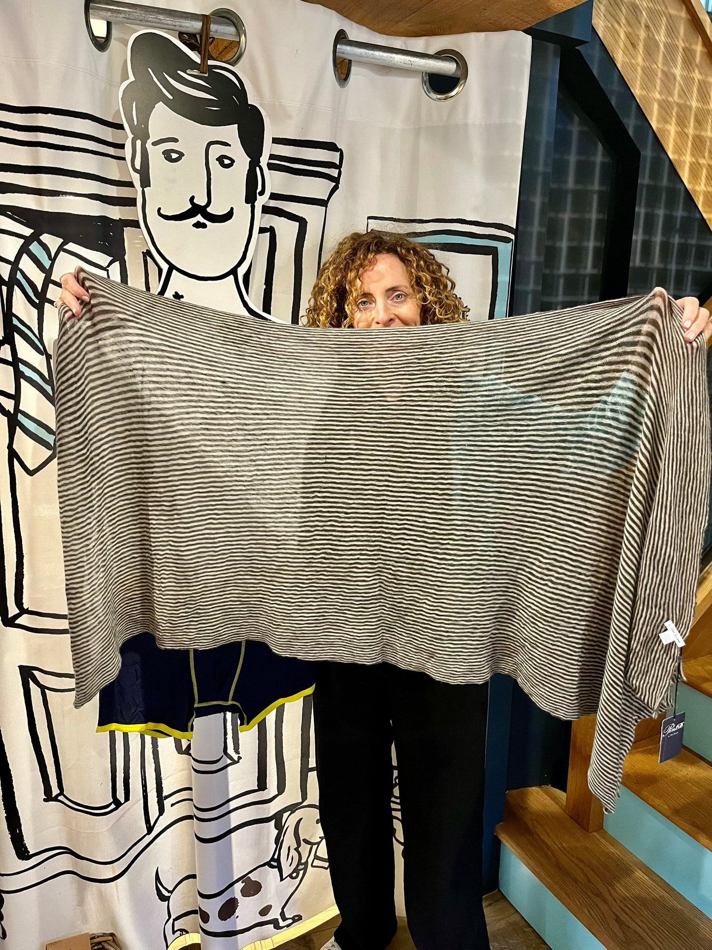 Botto Giuseppe Scarves Pebble Small Stripe Melange Cashmere Scarf