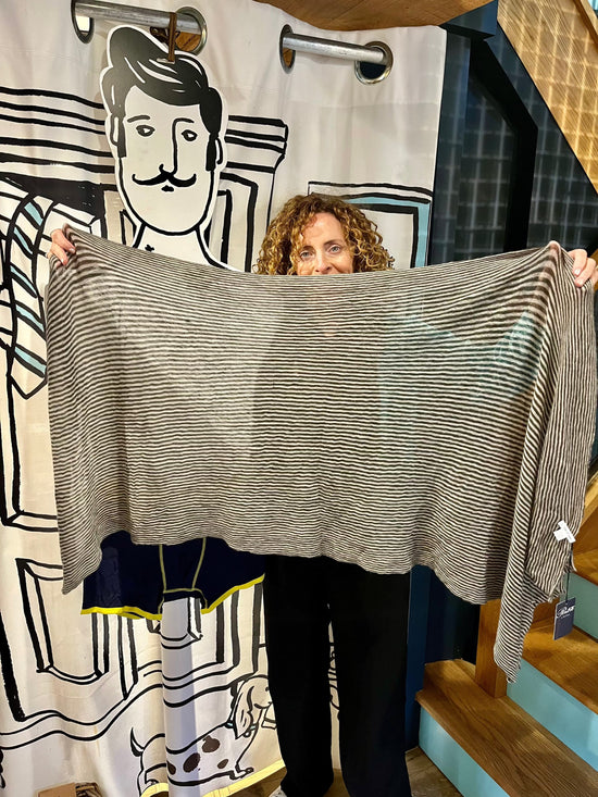 Botto Giuseppe Scarves Pebble Small Stripe Melange Cashmere Scarf