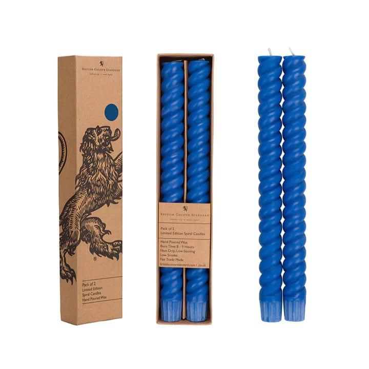 British Colour Standard Candles & Candlesticks Spiral - Solid Royal Blue Eco Dinner Candles-Set Of 2